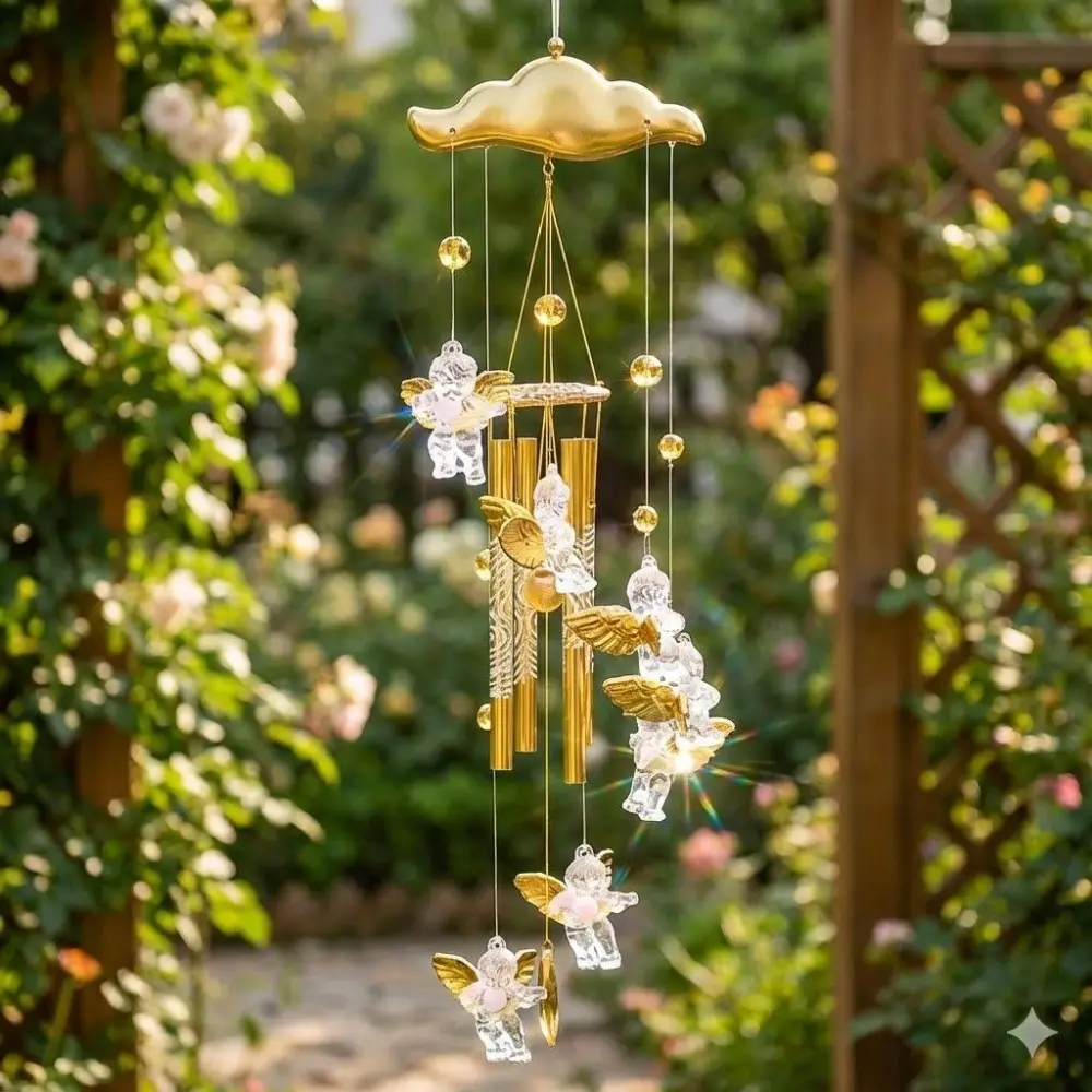 Angel Cupid Wind Chime, Adjustable Bells Home Decor for Bedroom Dorm Window, DIY Gift for Friends Birthday Graduation, Ins Aesthetic Room Decor for Girls, Healing Decorations for Living Room Balcony Garden