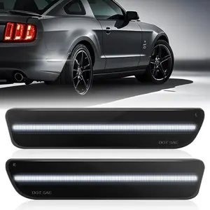 2PCS Rear LED Side Marker Light Replacement Compatible with 2005-2009 Mustang GT LED Rear Side Bumper Marker Lamp Smoked Lens Rear Bumper Fender Side Marker Reflectors Lights