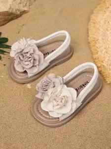 Fashionable Flower Decorated Sandals, Casual Trendy Flat Comfortable Soft Sole Sandals for Summer, Lightweight Breathable Shoes for Daily Wear, Footwear for Beach