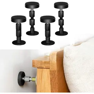 4 count Black Adjustable Bed Frame Anti-Shake Tool, Headboard Stoppers with Free Furniture Pads and Screws, No  Creaking, Protect The Wall from Banging, Easy to Install (1.18"-3.54")