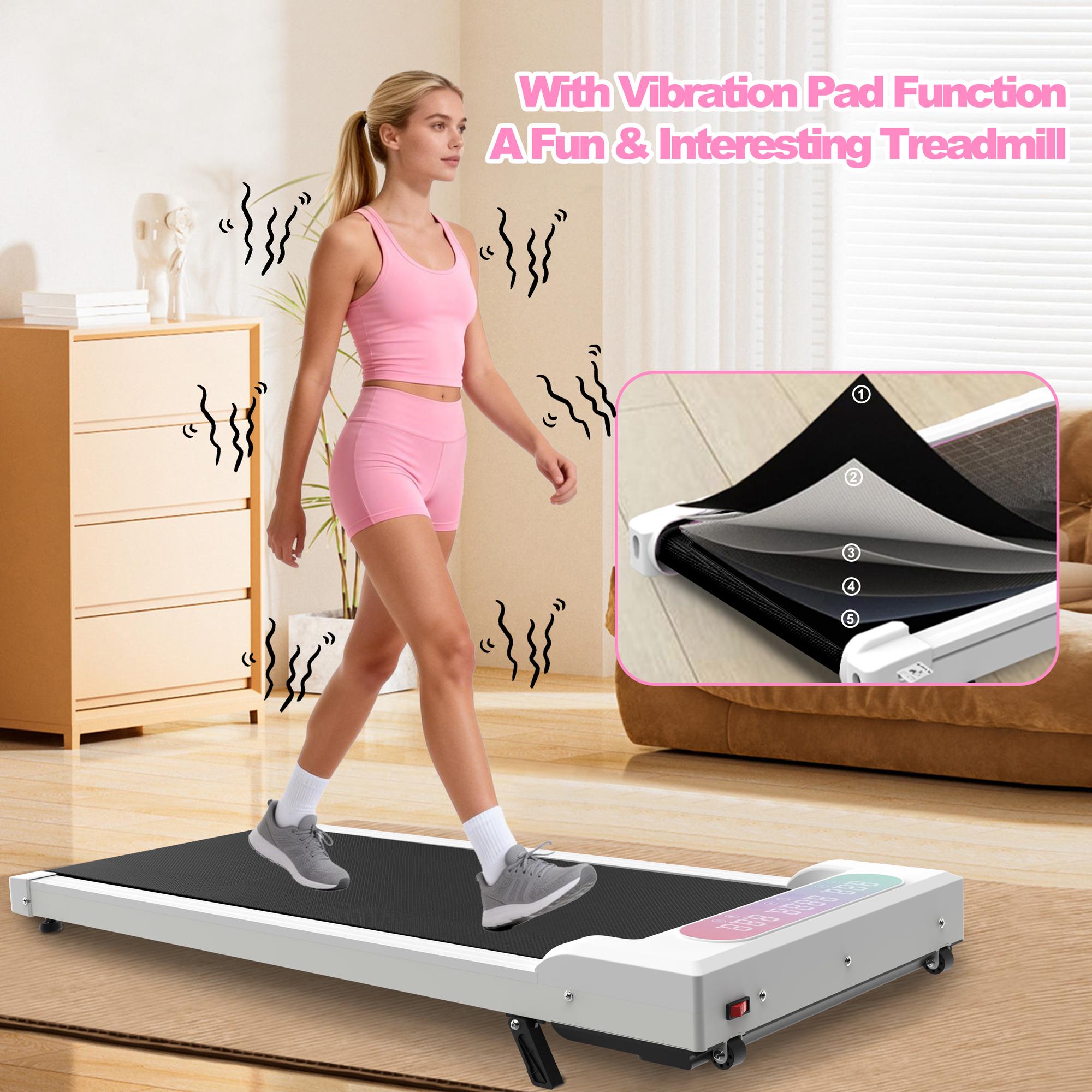 Dufominc 2-in-1 Foldable Incline Treadmill with Handle, Portable Under Desk Walking Pad, Vibration Pad, and Remote Control – Home Workout Gear