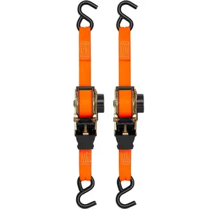 10’ Auto Retractable Ratchet Straps 2 Pack - 3,000lb Break Strength, 1,000lb Safe Work Load, Ergonomic Handles, SmartWeb Technology