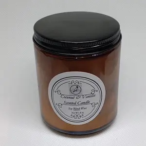 TnJs Shop Coconut & Vanilla Scented Soy Blend Candle – 8oz Handmade & Handpoured candle  making  business Highly Scented Candle Luxury Vanilla Aromatherapy Candle smelling  candles  original winter  candle various scent candles smelling  candles  original