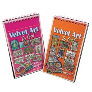 Velvet Art To Go! 2 Spiral Bound Coloring Books w/Perforated Cardstock Pages, Fuzzy, Felt, Great for Travel: Planes, Cars, Backpacks, 20 Different Projects Total, Kids & Adults, 4"x6".