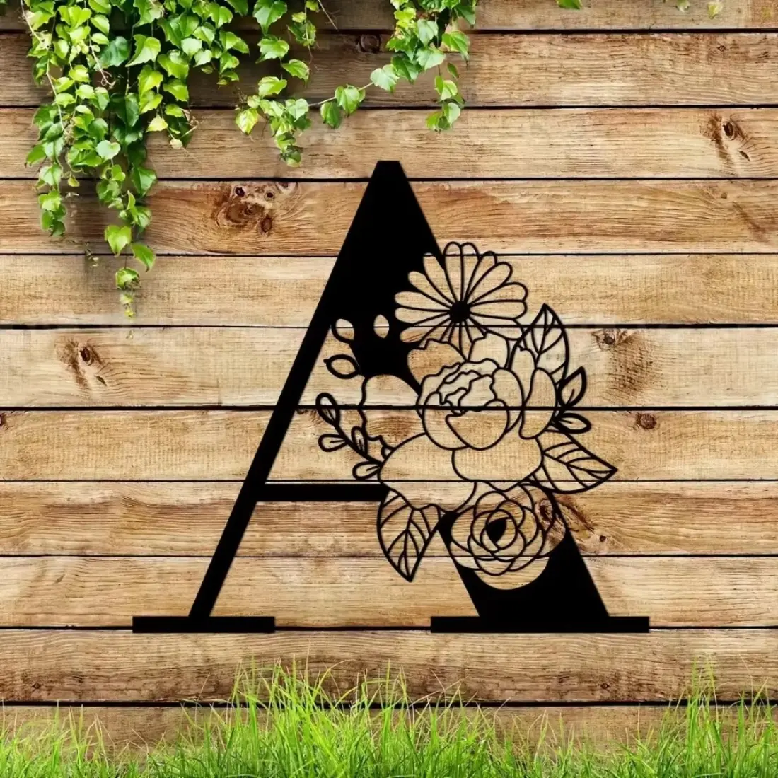 Stunning Floral Monogram Letters Metal Sign! Metal wall art. Floral capital alphabet wall decor.DIY wall letters. Backdrop sign. Flower Home Decoration