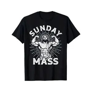Christian Gym Motivation Shirt, Jesus Bodybuilder Tee, Funny Sunday Mass Shirt, TikTok Trending, Pure Cotton T-Shirt, Short Sleeve Gym Apparel, Motivational Jesus Shirt, DIY Design, Gift for Christian Men
