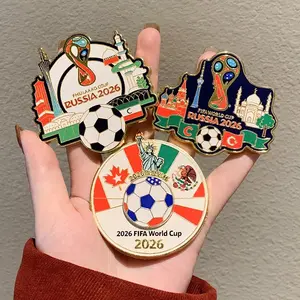 2026 Football World Cup Metal Fridge Magnets, Creative Souvenir Gift, Versatile Magnetic Decorations, Unique Personality Gifts