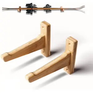 Single Pair Ski Wall Mount Rack for Storage & Display, Heavy-Duty Holder Fits All-Mountain & Powder Skis for Home Garage Cabin