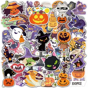 Halloween Stickers 100 PCS Party Favors Non-Candy Treats for Kids & Adults Safe Easy Application Halloween Games Toys Gifts for Classroom Decorations