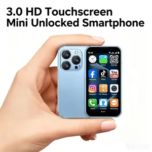 Unlocked Mini Smartphone 3.0" HD Touchscreen, Small Pocket Cell Phone for Kids Students, 2GB RAM 16GB ROM Quad Core Android Phone, Dual SIM Face ID, 3MP Front + 5MP Rear Camera, Compact Kids Cell Phone, Blue