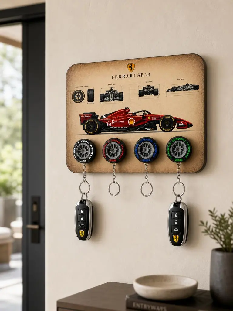 Ferrari-Inspired F1 Tire Collectible Keychain Holder