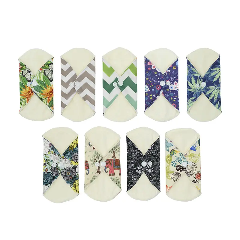 6 pieces of bamboo fiber washable sanitary pads, natural antibacterial and breathable menstrual pads, reusable, specially for sensitive skin, Feminine hygiene products, Pads with Wings, Absorbent Reusable Pads