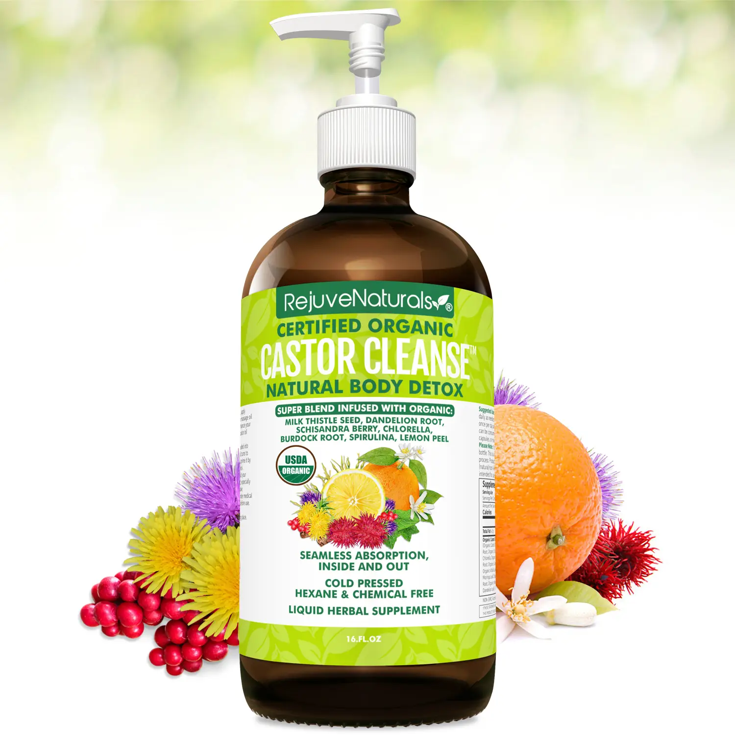 Castor Cleanse*TM - for Liver & Detoxification + Well-being - 16oz Glass Bottle,...