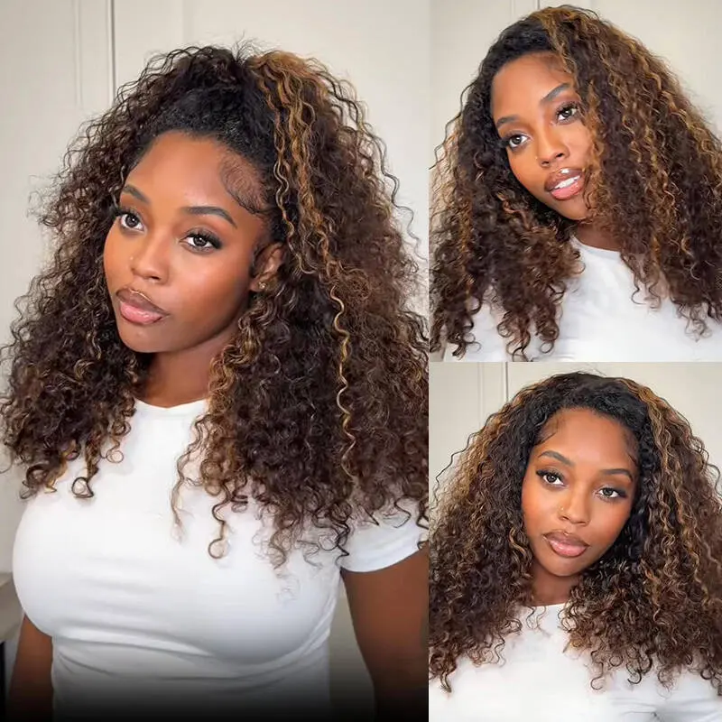 [WEAR GO HALF WIG] ISEE HAIR Wear Go 1B/30 Highlight Half Wig Water Wave 180% Natural Density Invisible Hairline Glueless Human Hair Wigs Seamless Flip Over Wig Natural Look Beginner Friendly #SummerWins #DealsForYouDays summer hairstyles