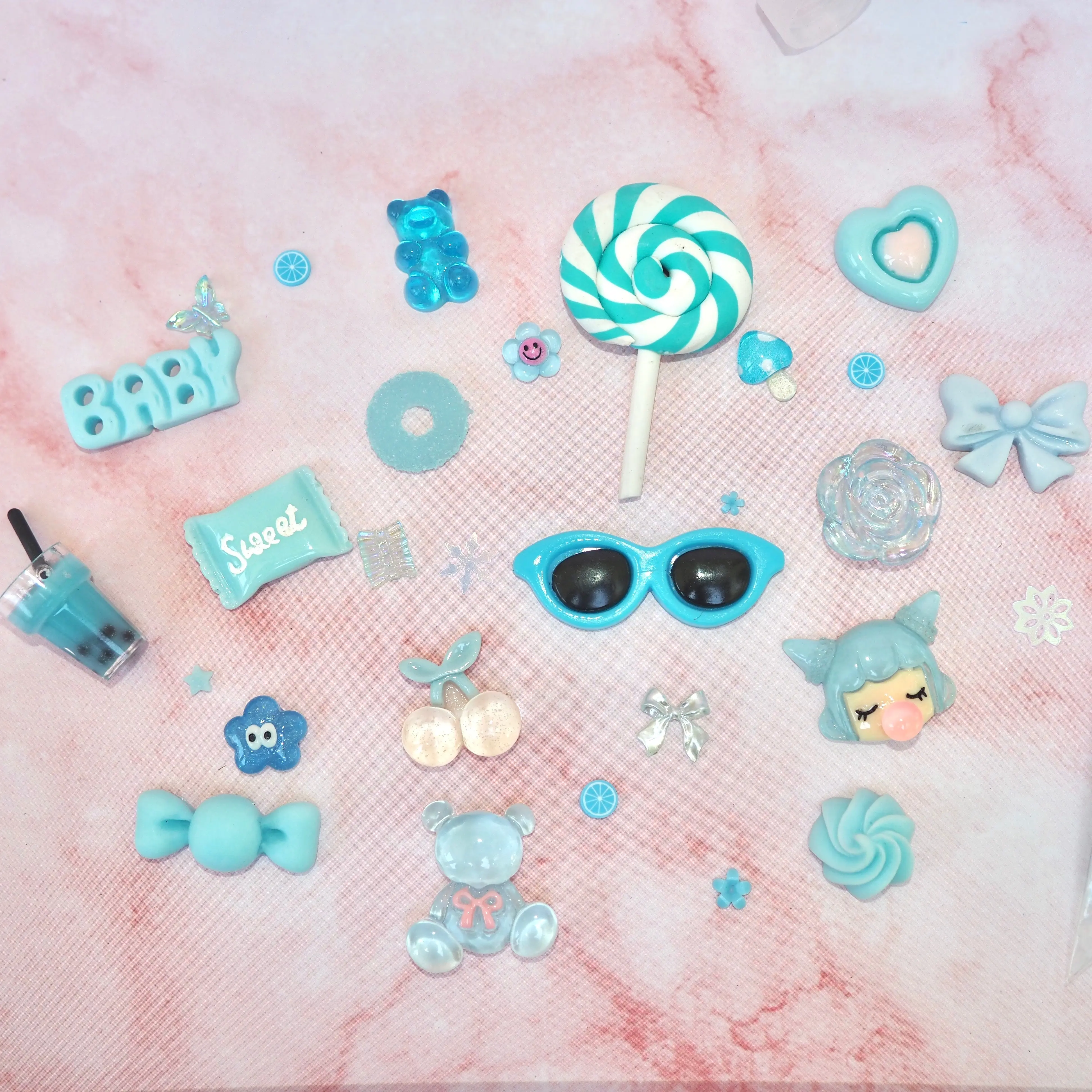 Blue Color Aesthetic Pack (Blue Charms & Glue)