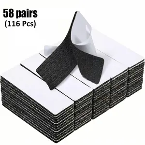 116 PCS (58 pairs) Heavy Duty Hook and Loop Strips, Heavy Duty Double Sided Reusable Adhesive Mounting Tape for Wall Hanging, Picture Frames, Cable Organizer, DIY Home Use