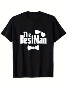 Men's THE BESTMAN Bachelor Party T-Shirt - Black & White Wedding Crew Neck Tee with Iconic Logo & Groomsmen Design - Soft Breathable Sizes S-2XL - Ideal Best for Man Gift for Groom, Bridesmaids OUnisex 2026 Black T-Shirt