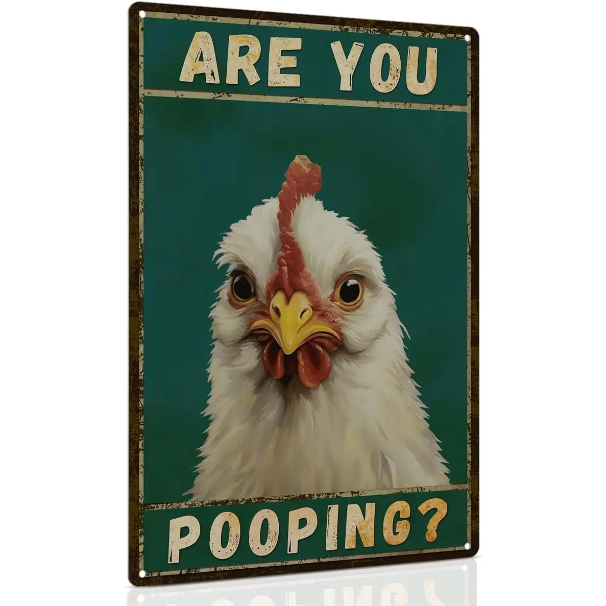 Chicken Metal Sign for Bathroom Decor - 8x12 Inch Are You Pooping Vintage Chicken Sign Gifts for Chicken Owners Home Decoration