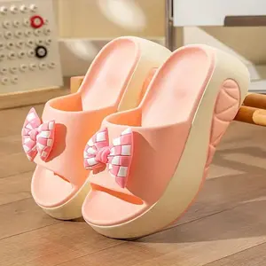 OFIREND | Women'S Summer Bow Slides - Non-Slip EVA Material, Comfortable Home & Bathroom Shoes in Black, Green, Beige, Pink, and White with Playful Butterfly Design, Slide Sandal