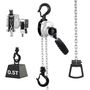 VEVOR Manual Lever Chain Hoist, 1/2T 1100LBS Capacity Heavy Duty Come Along, 5FT Lift G80 Alloy Steel Chain With Dual Pawl Mechanical Brake,360°Rotating Hooks, for Warehouse Construction Garage