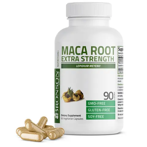Bronson Labs Maca Root (Lepidium Meyenii) 4:1 Concentrated Natural Botanical Extract Dietary Supplement for Adults, 4000 MG per Serving, High Potency Capsules, Non-GMO, Gluten-Free