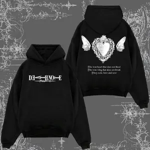 Death Note The Iron Heart Zip Hoodie, Death Note Quotes Oversized Hoodie, Anime Graphic, Oversized Shirt, Vintage Manga Streetwear