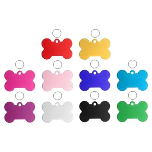 PETAXCELL Pet ID Tags, Personalized Dog Cat Tag Stainless Steel Aluminum Bone Shape Engraved Blank with Key Ring 38x25mm, (Multicolor, 10pcs), Intended for Dog / Cat / Name / Pendant Crafts