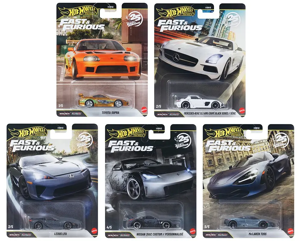 Hot Wheels 2026 Fast & Furi-ous 25th Set of 5 Cars, w/ Supra Chase HNW46-956R-7B