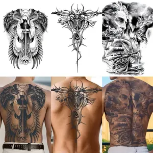 Oversize Full Back Temporary Tattoo Sticker For Halloween, Large Size Men's Tattoo Sticker Realistic Long-lasting Waterproof Anti-Friction, Perfect For Halloween,Perfect for Back Designs - Unique Gift Idea, Summer Beach Essential