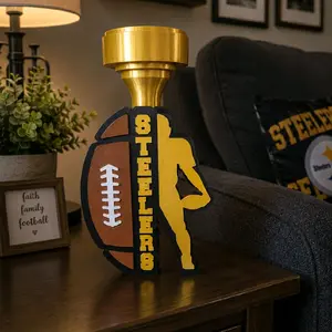 Steelers Lamp Base with Optional Lithophane Shade | Football Fan Lamp | Steelers Bedroom Decor | Gift for Steelers Fan