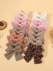 Boho Style Pure Color Fabric Bow Flower Hair Clips Set, Elegant Girls Daily Party Hair Accessories, Surprise Headwear Gift Pack