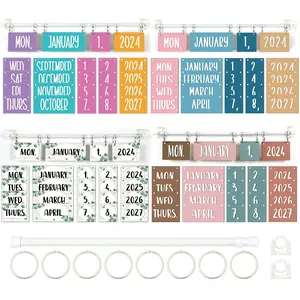 Colorful Flip Calendar Set with Stand, 54 Date Cards for Adjustable Décor, Ideal for Classroom and Home Use, Wall Calendar Planner