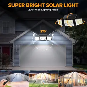 (2 Packs) Solar Outdoor Lights 2500LM 210LED SecurityLights,3 Heads Dimmable SpotLights with 3Modes,IP65 Waterproof, Outdoor Lighting Modern, Solar Flood Lights