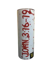 Wisdom Transportation 20 oz JOHN 3:16-19 Bible Verse Red Splatter Design Skinny Stainless Steel  Vacuum Flask Tumbler Portable Washable Reusable Drinkware Water Bottle Tumbler with Straw - Perfect for Your Beverage Needs - Insulated Tall Mug Cup with Lid