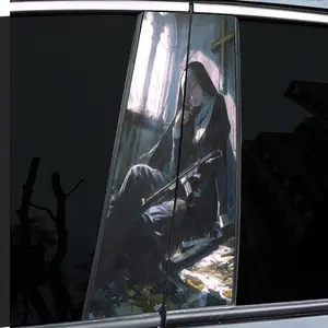 2 Pieces, Car Sticker, Car Decals, Car Pillar Sticker, Girl and Gun Pattern Vinyl Car Sticker, Cartoon Themed Window Pillar Sticker, Self-Adhesive, Waterproof, Scratch Resistant, Suitable for Glass, Metal, Plastic Surfaces, Car Decoration