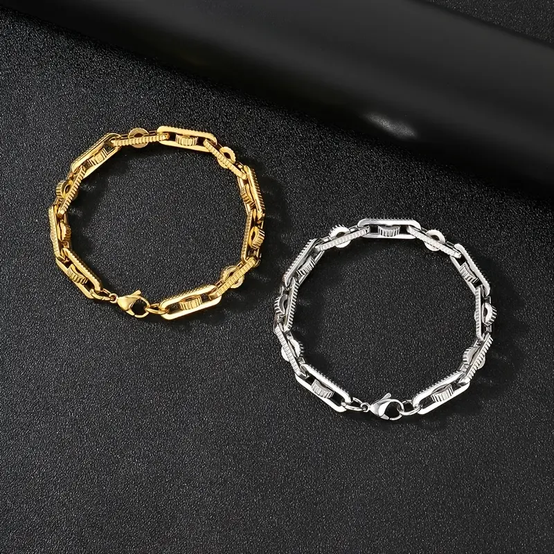 1pc Heavy-Duty Motorcycle Chain Bracelet - Industrial Hip-Hop Jewelry with Interlocking Chains, Unisex Bike Chain Necklace for Men & Women - Edgy Motorcycle, Cycling, Everyday Streetwear - Durable Metallic Finish Gift for Bikers & Urban Fashion Lovers, Mo