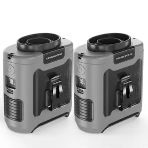 2 Pack Portable Fan, 10000mAh USB Rechargeable Shirt Fan, 5 Speeds Waist Fan Clip on, Hands-free Wearable Belt Fan with Flashlight & Power Bank for Outdoor Work Travel Gardening Fishing