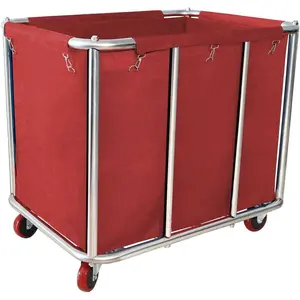 Commercial Laundry Cart With Wheels - 11.5 Bushel Heavy Duty Stainless Steel Hamper With  Lining - 260 Lbs Load Capacity