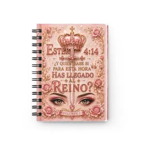 Ester 4:14 Spanish Scripture Spiral Bound Journal | Pink Crown & Roses