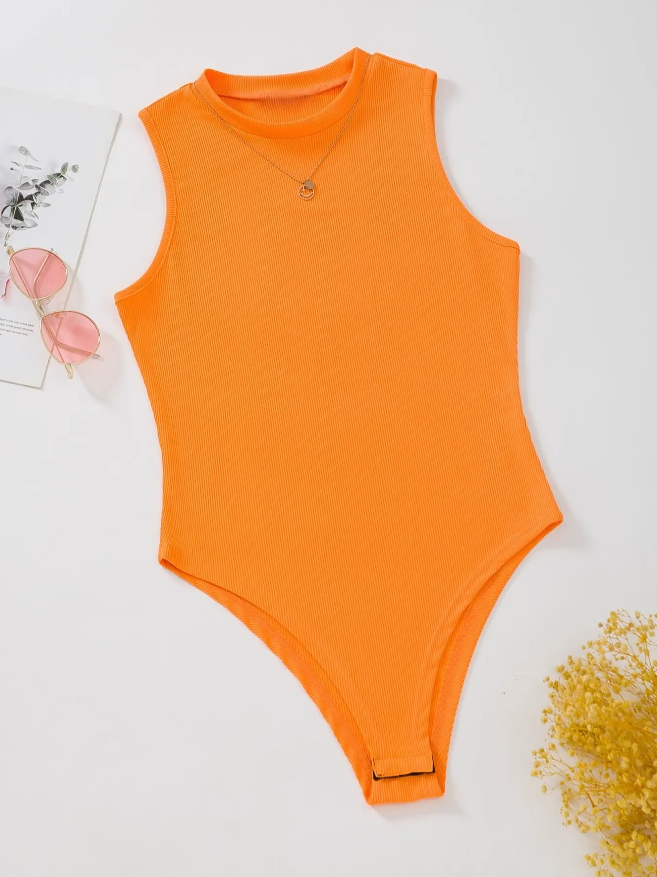 New Women's Casual Solid Color Round Neck Tight-Fitting Top Bodysuits, Spring Summer Fall Fashion, Comfortable and Stylish