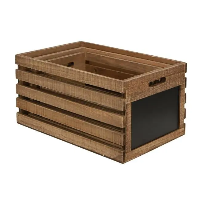 Cheungs 5061-3 Wooden Slat Organiser Crate Set - 3-Piece, 11 lbs Capacity Storage Boxes
