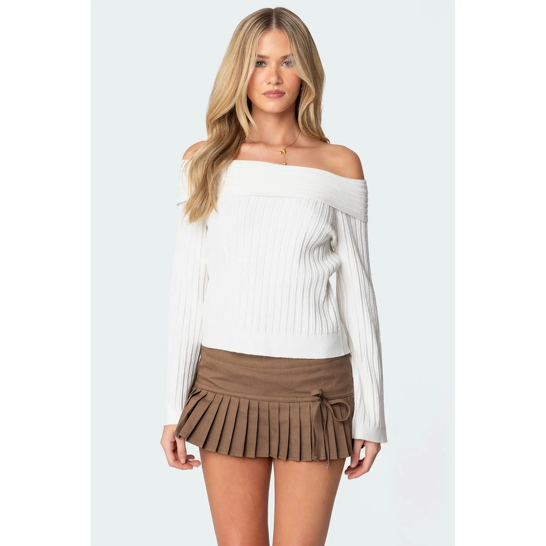 Brandy Fold Over Ribbed Sweater Brandy Fold Over Ribbed Sweater