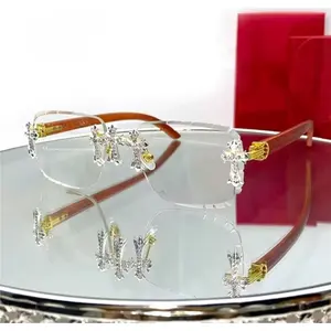 2025 Rhinestones Clear Sunglasses Fashion Iced Out Luxury Designer Carter Stylish Sunglasses Mens Decoration Shades Eyewear