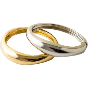 Gold Bangle Bracelets for Women Silver Plated Wide Wire Chunky Cuff Bracelets Trendy Hinged Cuff Open Wide Chunky Silver Bracelet Irregular Minimalist Bangle Jewelry