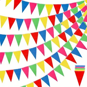720pcs Colorful Pennant Banner Flags Multicolor Bunting String Triangle Flags 60m Long 18cmx25cm Vibrant Rainbow Colors for Grand Opening Carnival Theme Birthday Party Decoration Outdoor Events Classroom Decor Pack Set Ornaments