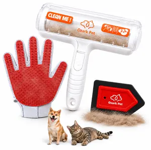 3-in-1 Pet Hair Remover for Home & Car – Reusable Dog & Cat Hair Removal Set with Lint Roller, Grooming Glove & Detail Cleaning Tool for Couch, Upholstery & Car Seats