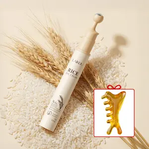 LAIKOU Rice Eye Cream with 360° Roller Massage Ball Eye Brightener Hydrating & Non-greasy, Easy To Use & Daily Skin Care