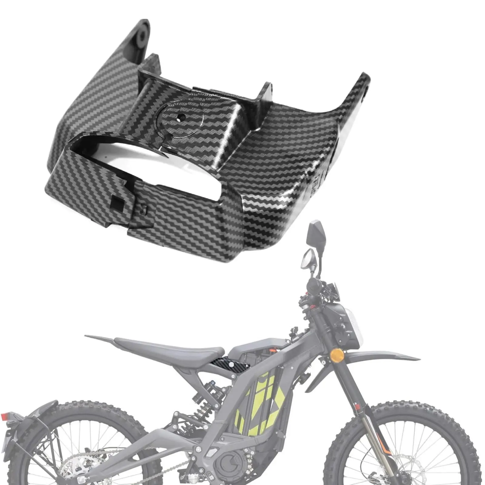 Carbon Fiber Pattern Motorcycle Battery Lock Cover - Elastic Anti-Twist, Easy-Install, Easy-Maintenance Premium Plastic Accessory with Left-Right Compartment Surround, Fits Sur Ron Light Bee X Dirtbikes, Sur Ron X/X160, Protects Battery Compartment
