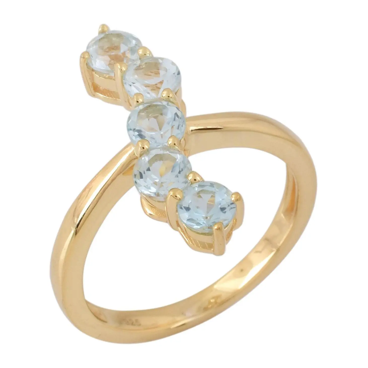 Affinity Gems 1.10 cttw Blue Topaz Ring, 14K Gold Plated