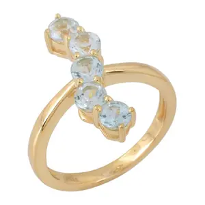 Affinity Gems 1.10 cttw Blue Topaz Ring, 14K Gold Plated